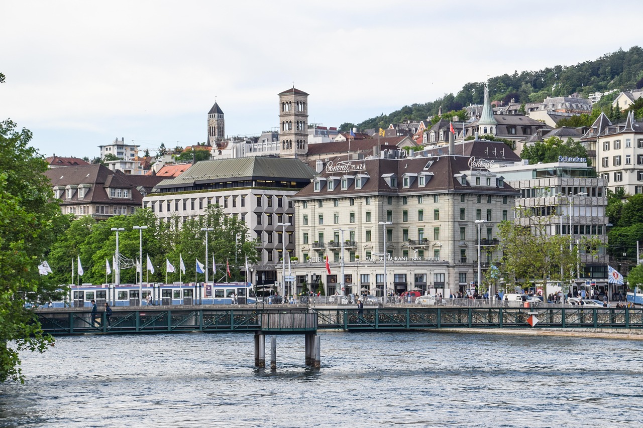 Zurich city centre on the Limmat river